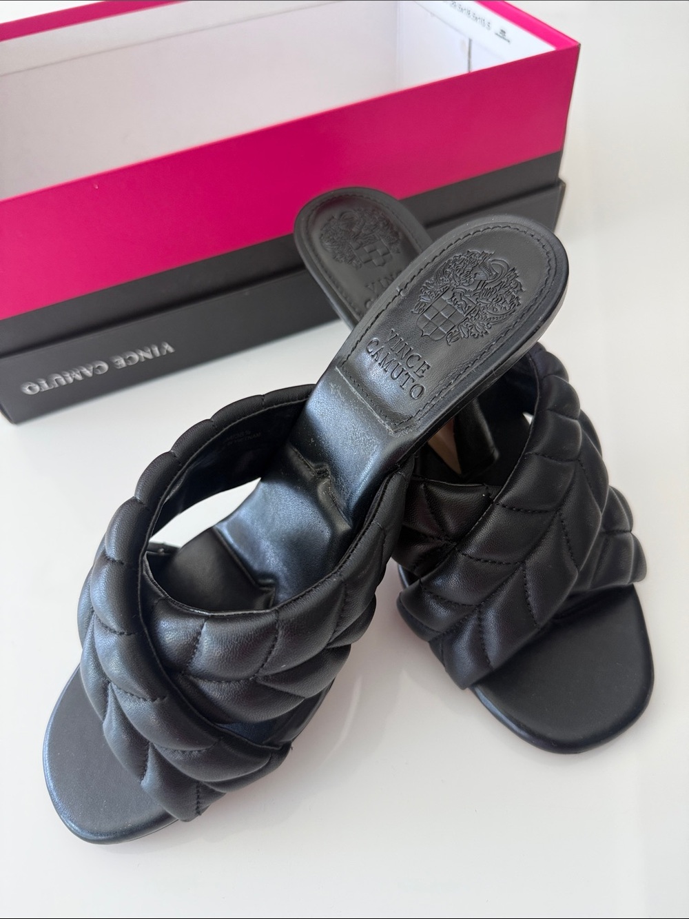 Vince Camuto Black Quilted Braided Slide Mules size 6